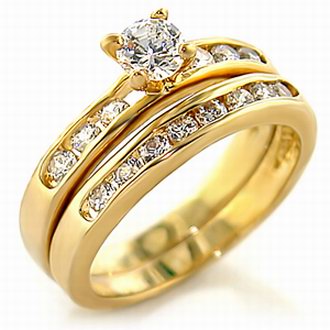 ELEGANT 1.5CT WEDDING RING SET 18KGP-size9